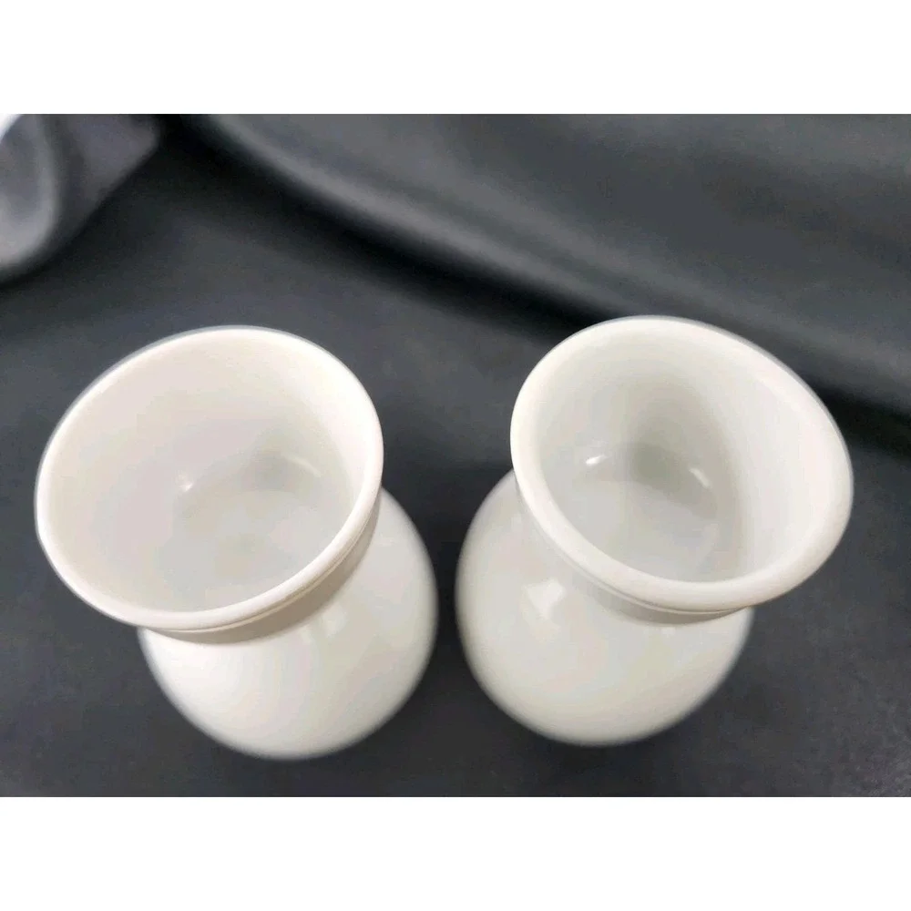 2 Vintage Double Egg Sides Solid White Porcelain Egg Cup Holder Ceramic